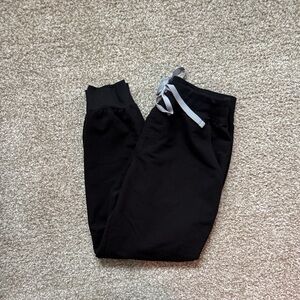 Figs Women's Zamora Black Joggers with Gray Tie